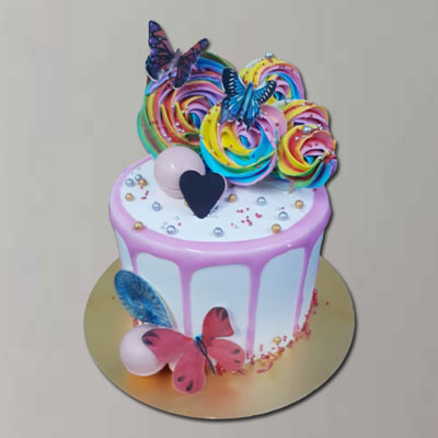 "Round shape Designer Cake - 1kg (Code C07) - Click here to View more details about this Product